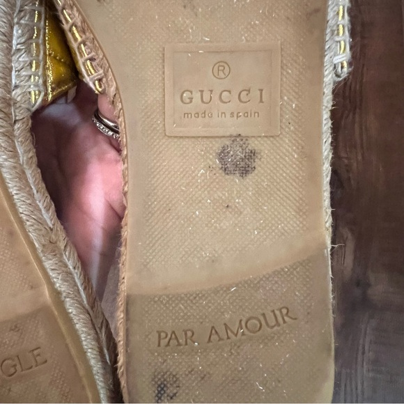 GUCCI interlocking G espadrille sandal gold metallic - Picture 11 of 14